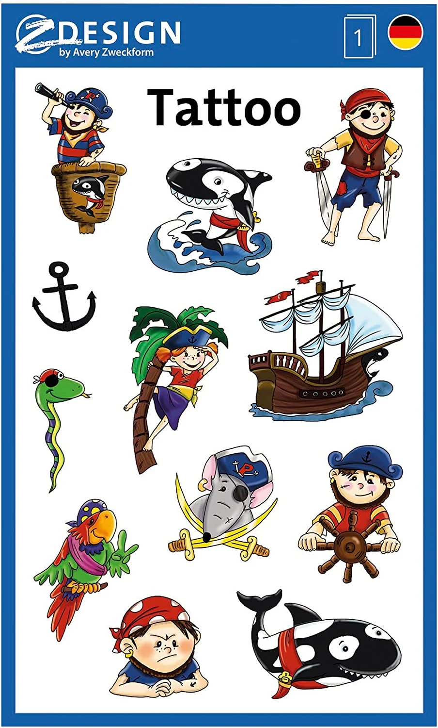 AVERY Zweckform ZDesign Kids Tattoos "Piraten" (EAN: 4004182566831)