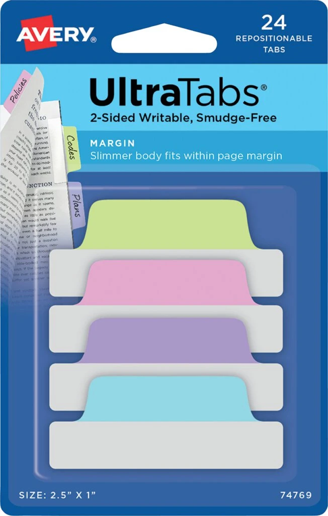 AVERY Zweckform Haftstreifen UltraTabs Pastell, 63,5 x 25 mm (EAN: 4004182335192)