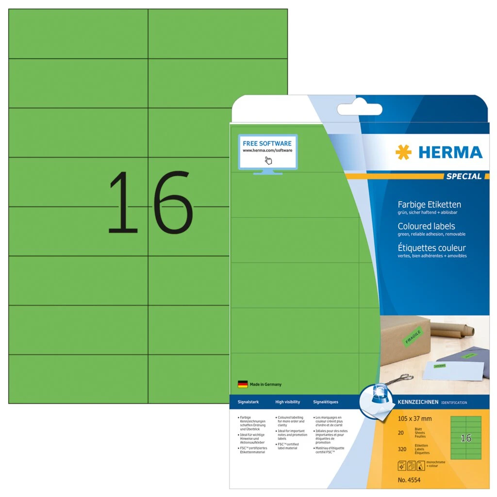 HERMA Universal-Etiketten SPECIAL, 105 x 37 mm, grün (EAN: 4008705045544)