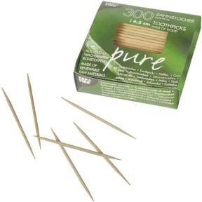 PAPSTAR Zahnstocher "pure", aus Holz, rund, Länge: 65 mm (EAN: 4002911127391)