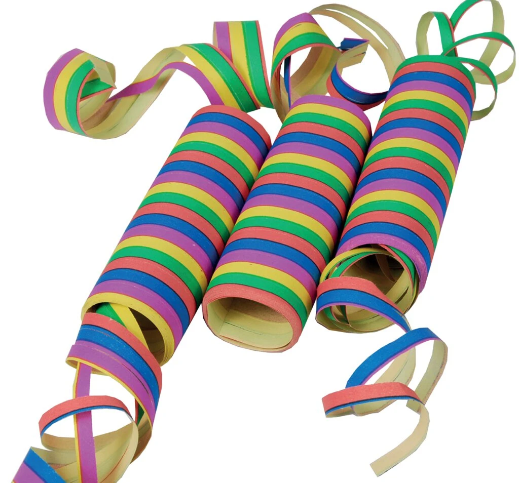 PAPSTAR Luftschlangen "Stripes", aus Papier, 5 Farben, grün, gelb, rosa, blau, rot (EAN: 4002911186213)