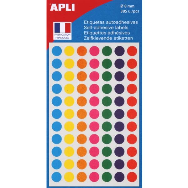 APLI Markierungspunkte, Durchmesser: 8 mm, farbig sortiert (EAN: 3270241006247)