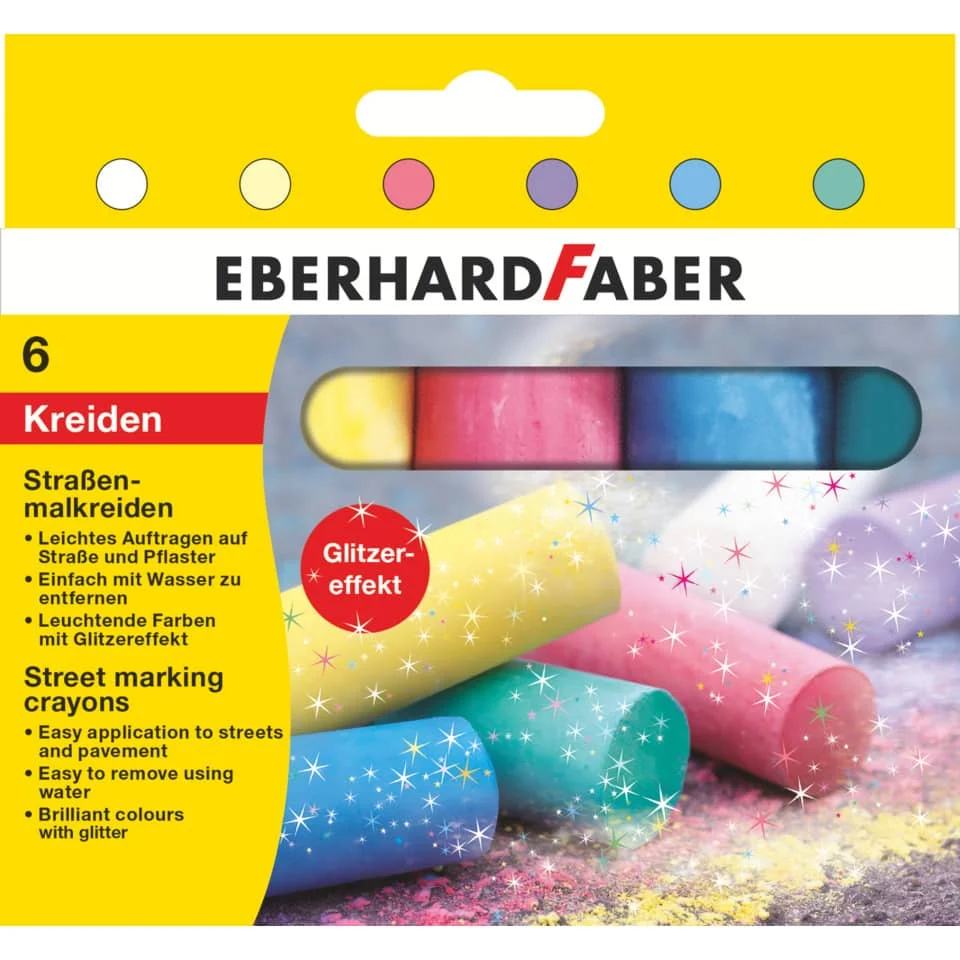 EBERHARD FABER Straßenmalkreide Glitzer, 6er Kartonetui (EAN: 4087205265041)