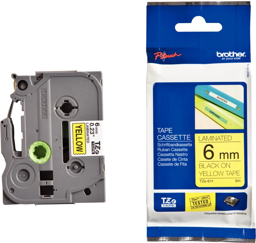 brother TZe-Tape TZe-611 Schriftbandkassette, Bandbreite:6mm (EAN: 4977766686624)