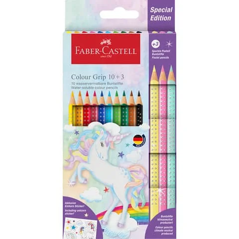 FABER-CASTELL Dreikant-Buntstifte Colour GRIP Einhorn, 10+3 (EAN: 4005402015429)