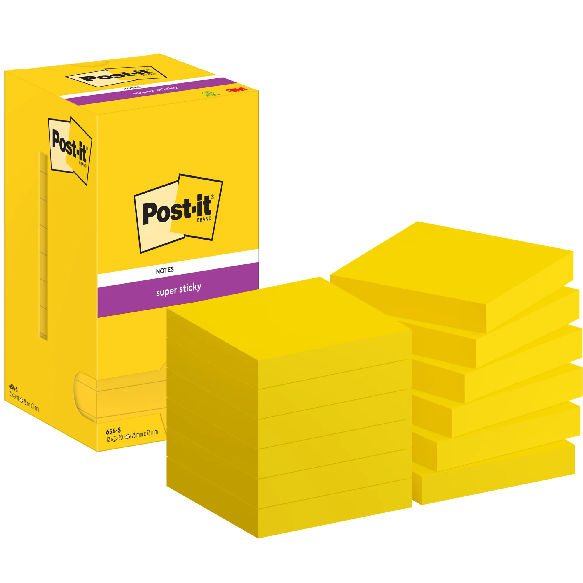 Post-it Haftnotizen super sticky notes, 76x76 mm, ultra gelb (EAN: 4064035065652)