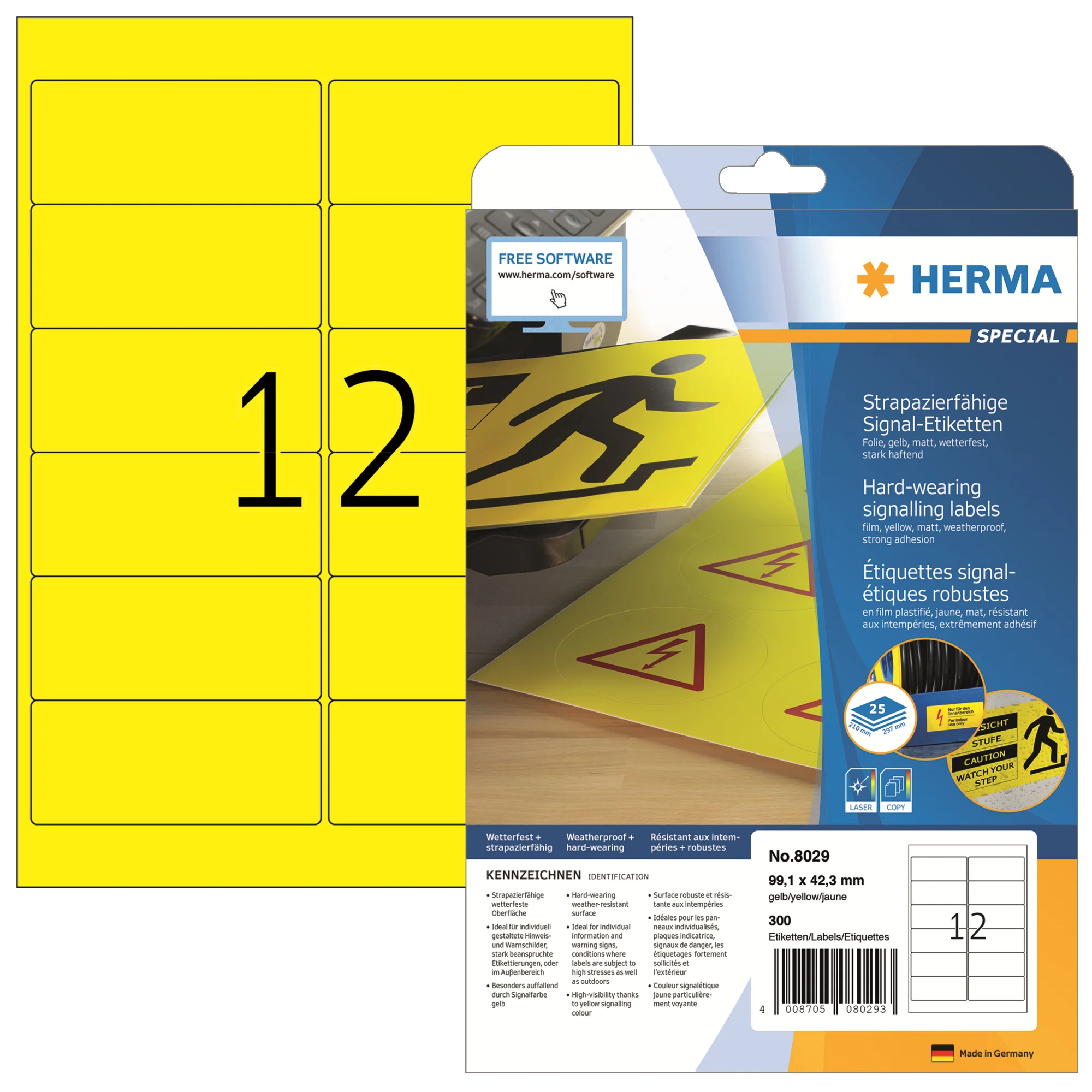 HERMA Signal-Etiketten SPECIAL, 99,1 x 42,3 mm, gelb (EAN: 4008705080293)