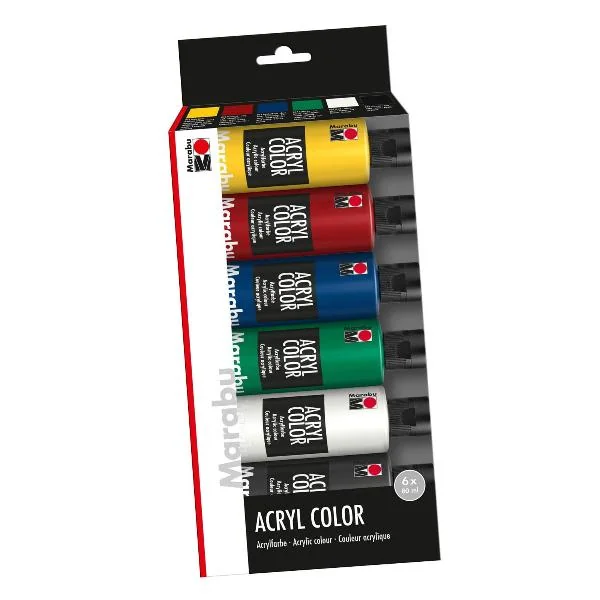 Marabu Acrylfarbe "AcrylColor", Starter Set 6 x 80 ml (EAN: 4007751772022)