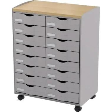 PAPERFLOW Rollwagen, 16 Schübe grau / buche (EAN: 3660141060751)