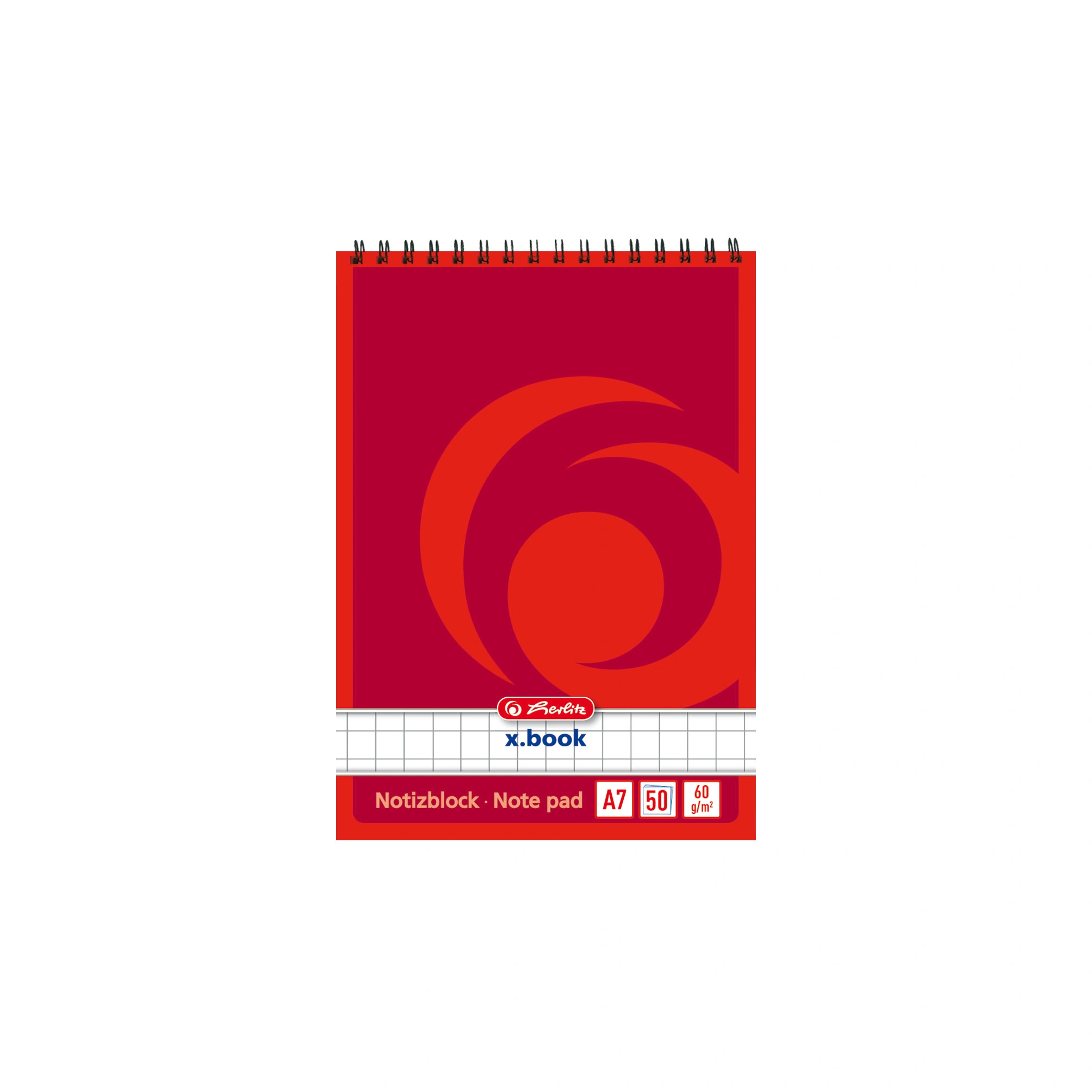 herlitz Spiralnotizblock x.book, DIN A7, 50 Blatt, kariert (EAN: 4008110110738)