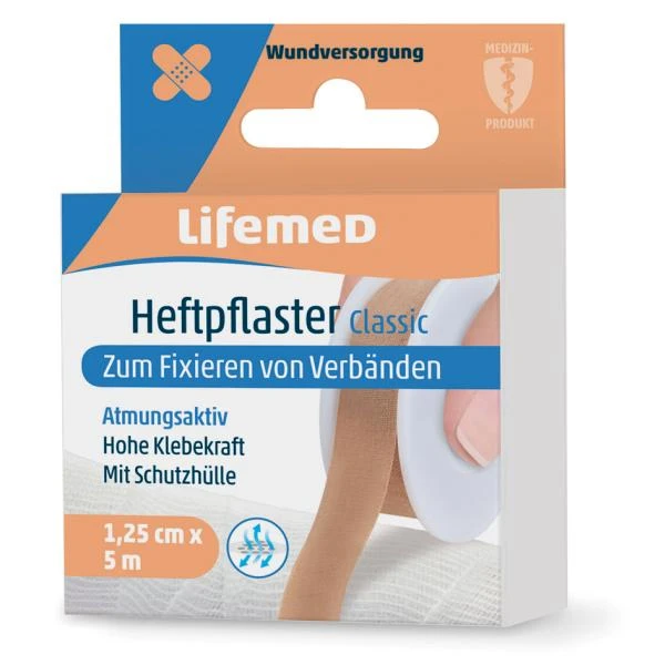 Lifemed Heftpflaster "Classic", hautfarben, 12,5 mm x 5 m (EAN: 4251594201731)
