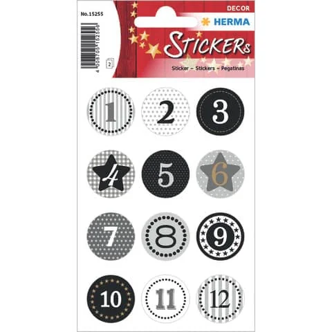 HERMA Weihnachts-Sticker DECOR "Adventskalender", grau (EAN: 4008705152556)