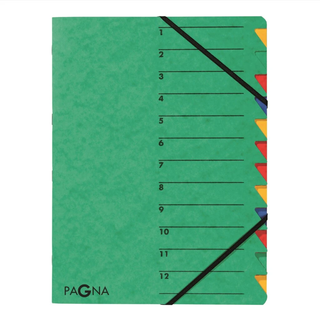PAGNA Ordnungsmappe "EASY", DIN A4, Karton, 12 Fächer, grün (EAN: 4013951004764)