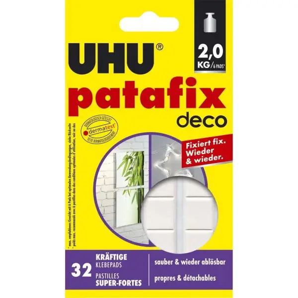 UHU Klebepads patafix deco, wieder ablösbar, weiß (EAN: 4026700479102)
