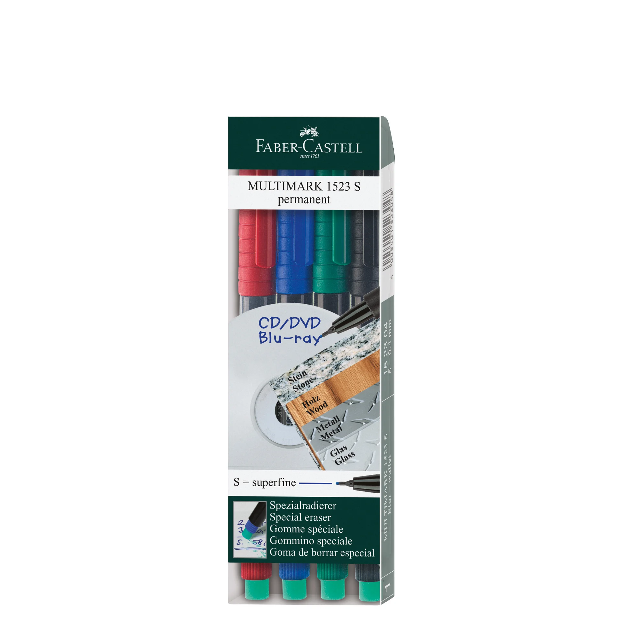 FABER-CASTELL Permanent-Marker MULTIMARK S, 4er Etui (EAN: 4005401523048)