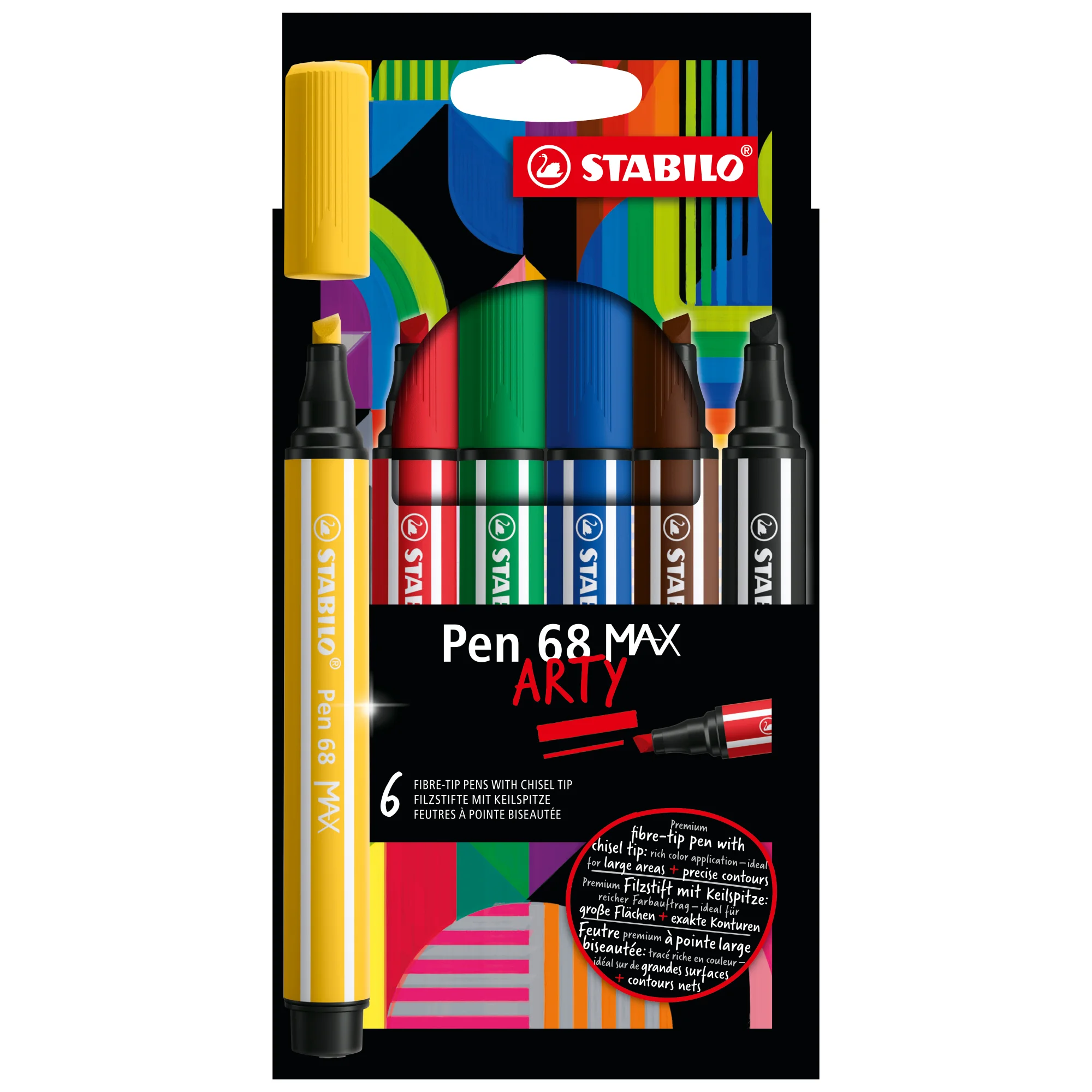 STABILO Fasermaler Pen 68 MAX, 6er Kartonetui ARTY (EAN: 4006381590006)