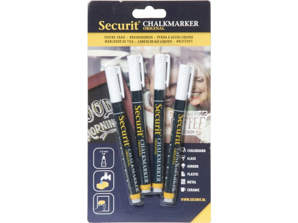 Securit Kreidemarker ORIGINAL SMALL, 4er Set, weiß (EAN: 8718226493811)