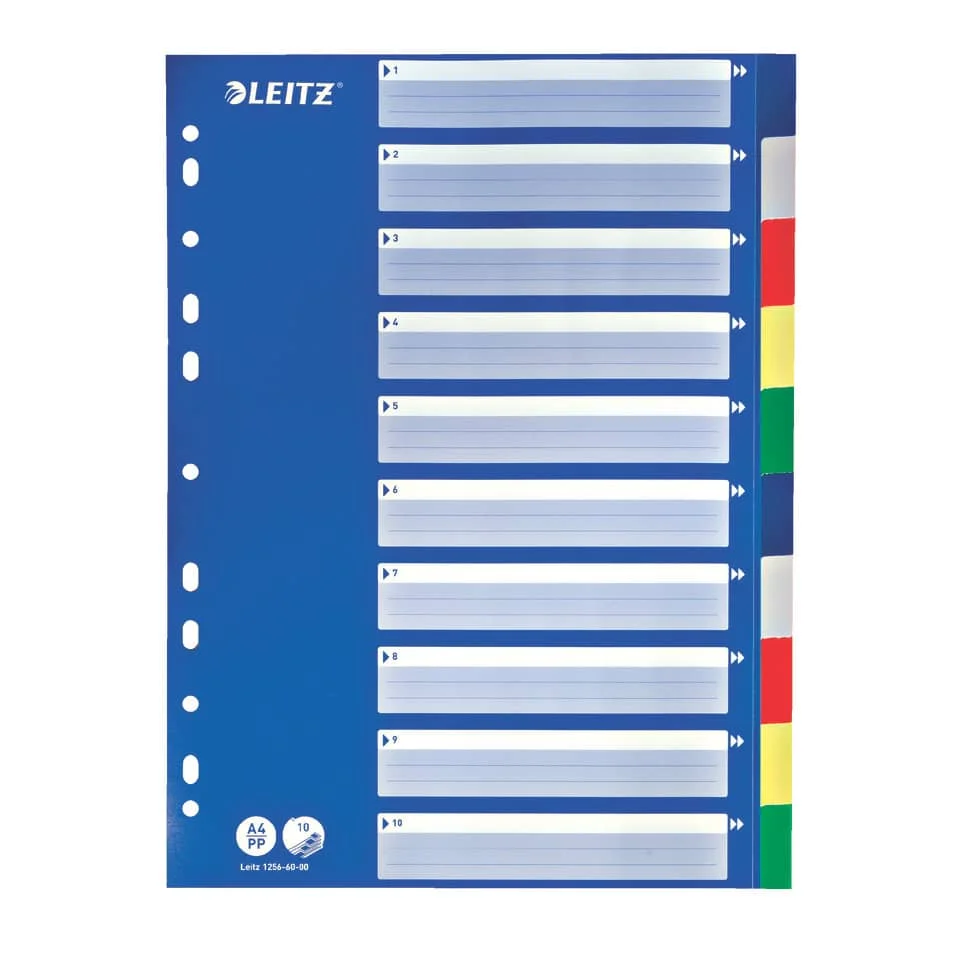 LEITZ Kunststoff-Register, blanko, A4, 10-teilig, farbig, multicolor (EAN: 4002432367863)