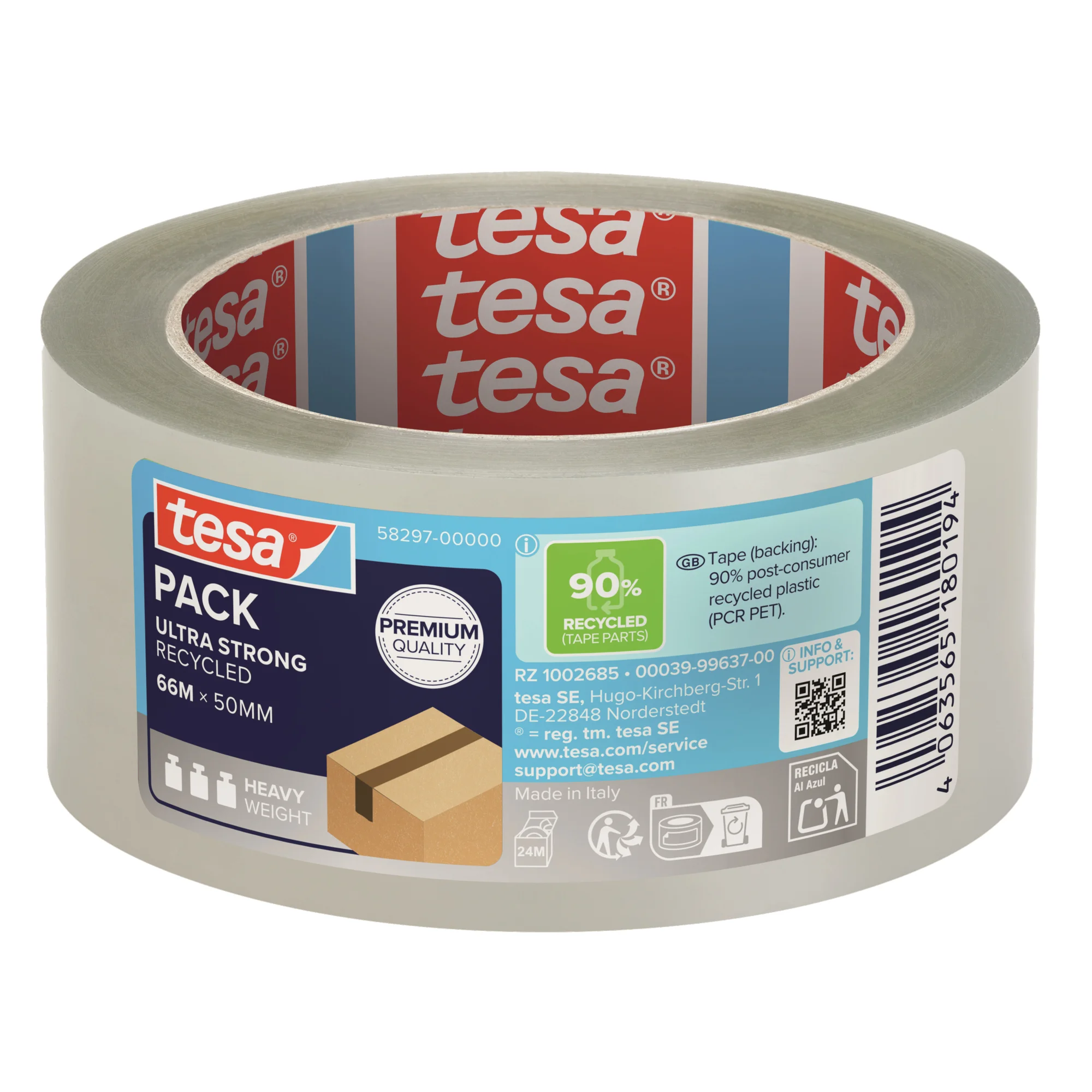 tesapack ECO & ULTRA STRONG Verpackungsklebeband, 50mm x 66m (EAN: 4063565180194)