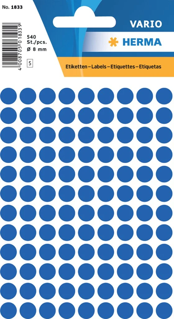 HERMA Markierungspunkte, Durchmesser: 8 mm, dunkelblau (EAN: 4008705018333)