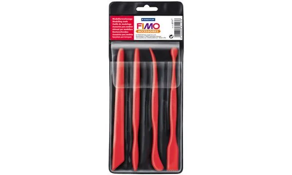 FIMO Modellier-Werkzeug, 4 verschiedene Modellierstäbe, rot (EAN: 4006608811976)