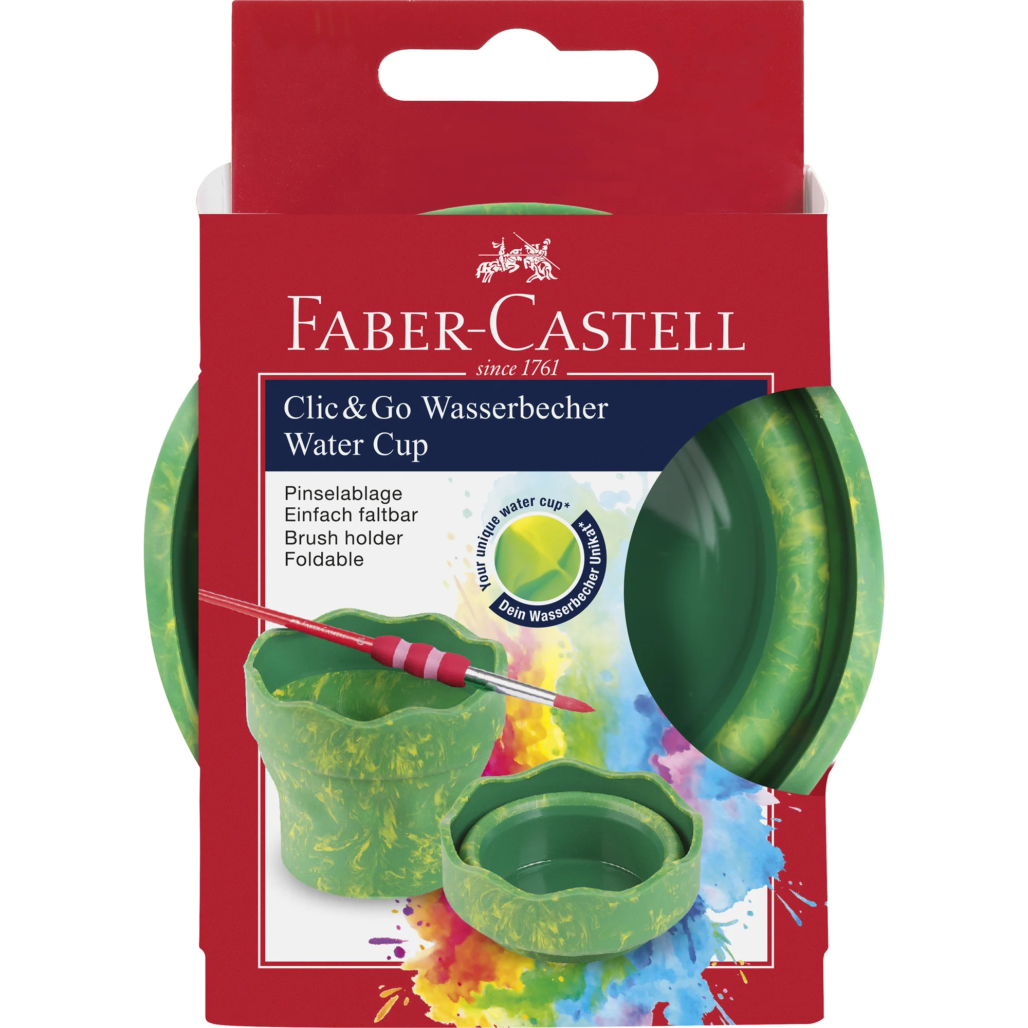 FABER-CASTELL Wasserbecher CLIC & GO, grün marmoriert (EAN: 4005401815280)