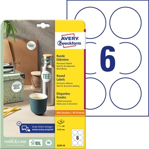 AVERY Zweckform Kennzeichnungs-Etiketten, Durchmesser: 80 mm (EAN: 4004182162064)