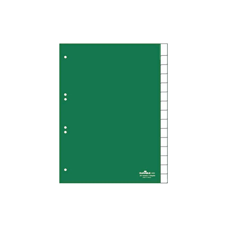 DURABLE Kunststoff-Register, PP, Stärke: 0,12 mm, 15-teilig, grün (EAN: 4005546620183)