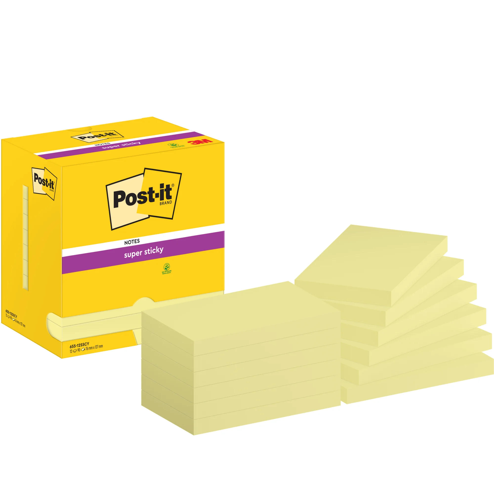 Post-it Haftnotizen super sticky notes, 127 x 76 mm, gelb (EAN: 4064035065850)