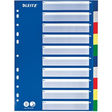 LEITZ Kunststoff-Register, blanko, A4, 10-teilig, farbig (EAN: 4002432367863)