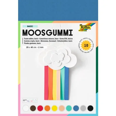 folia Moosgummi, 290 x 400 mm, 10 Blatt, sortiert (EAN: 4001868235098)