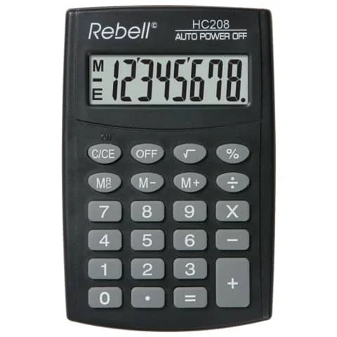 Rebell Taschenrechner HC 208, schwarz (EAN: 8595179505934)