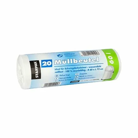 STARPAK Mülleimerbeutel LDPE, 60 Liter, weiß (EAN: 4002911121047)