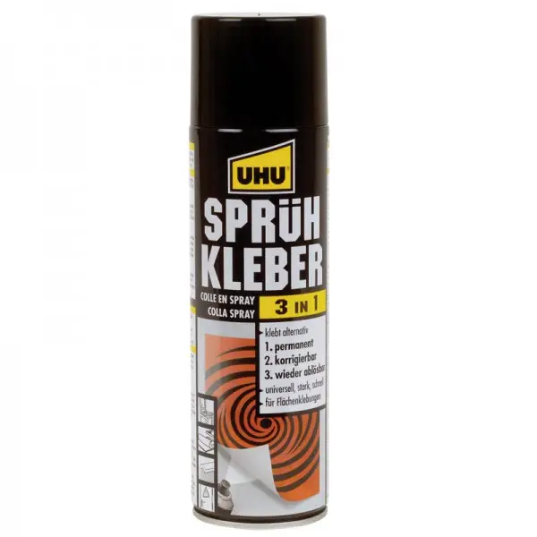UHU Sprühkleber 3 in 1, wieder ablösbar, 500 ml Dose (EAN: 4026700489057)