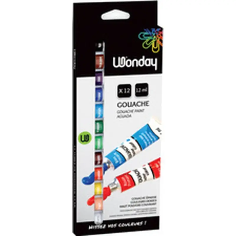 Wonday Gouachefarbe 12 ml, farbig sortiert, 12er Etui (EAN: 3701254706799)