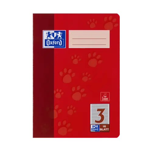 Oxford Junior Schulheft "Tatzen", DIN A5, Lineatur 3, rot (EAN: 4006144936843)