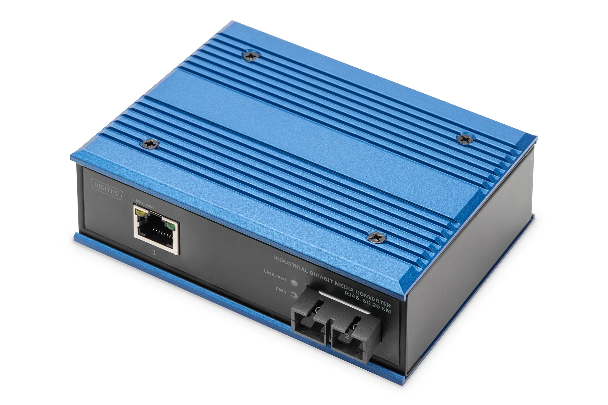 DIGITUS Industrieller Gigabit Medienkonverter RJ45, 20 km (EAN: 4016032488194)
