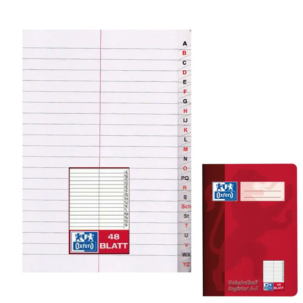 Oxford Vokabelheft mit Register, DIN A5, 2-spaltig, 48 Blatt (EAN: 4006144959071)