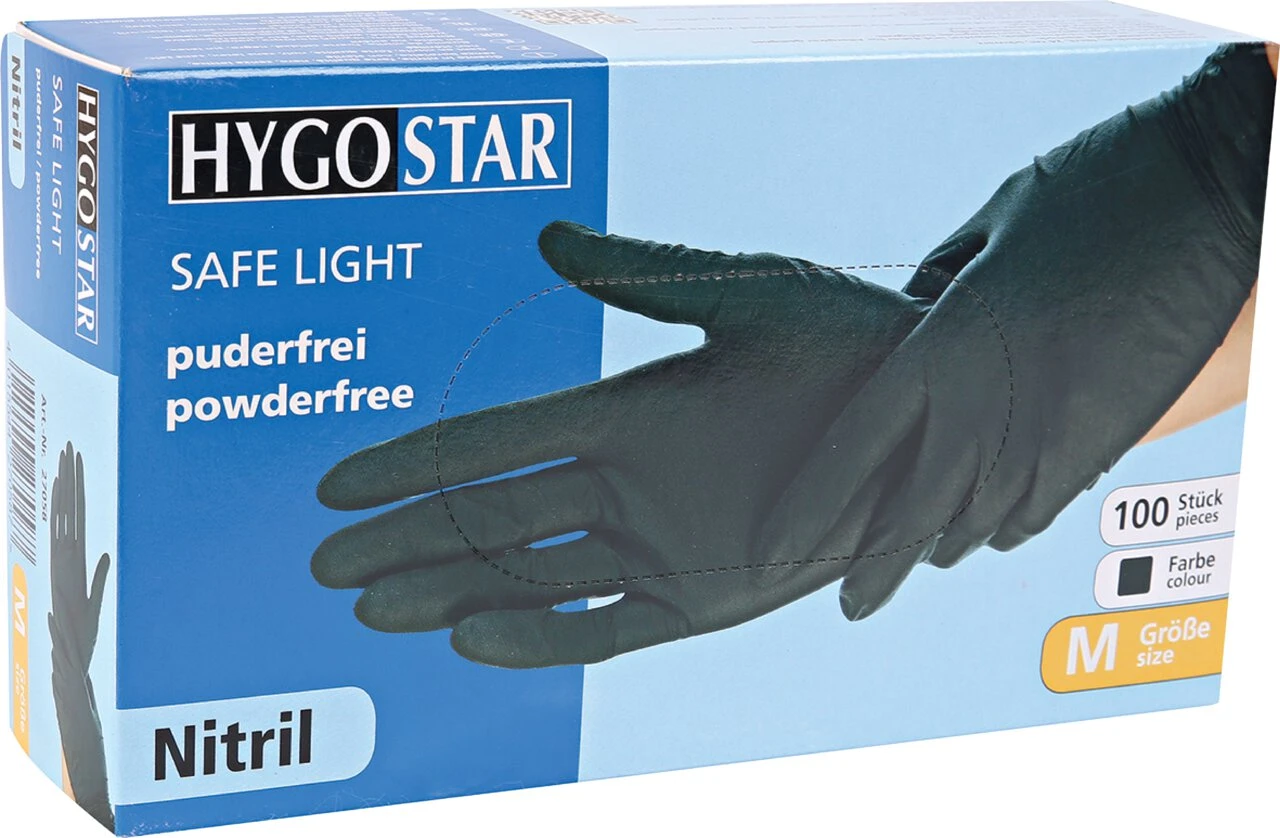 HYGOSTAR Nitril-Handschuh "DARK", M, schwarz, puderfrei (EAN: 4015544270587)