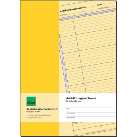 sigel Formularbuch "Ausbildungsnachweis", A4, 28 Blatt (EAN: 4004360973536)