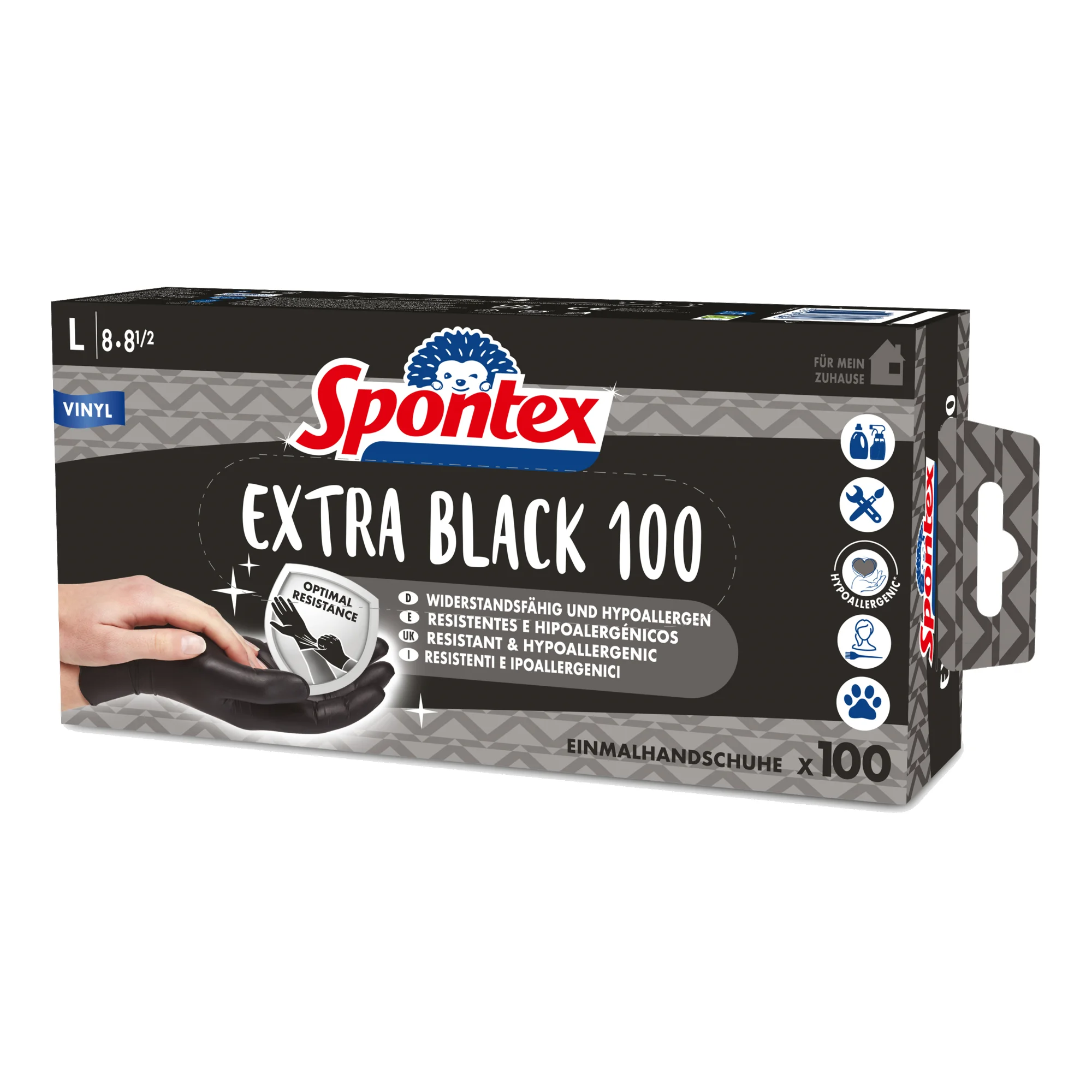 Spontex Vinyl-Handschuh Extra Black, Größe L, schwarz (EAN: 3384129330086)