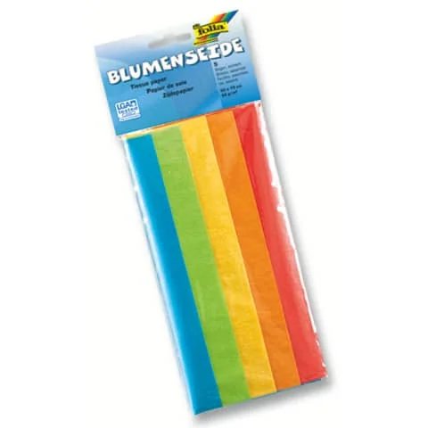 folia Seidenpapier, (B)500 x (H)700 mm, 20 g/qm, sortiert, blau, grün, gelb, orange und rot (EAN: 4001868910254)