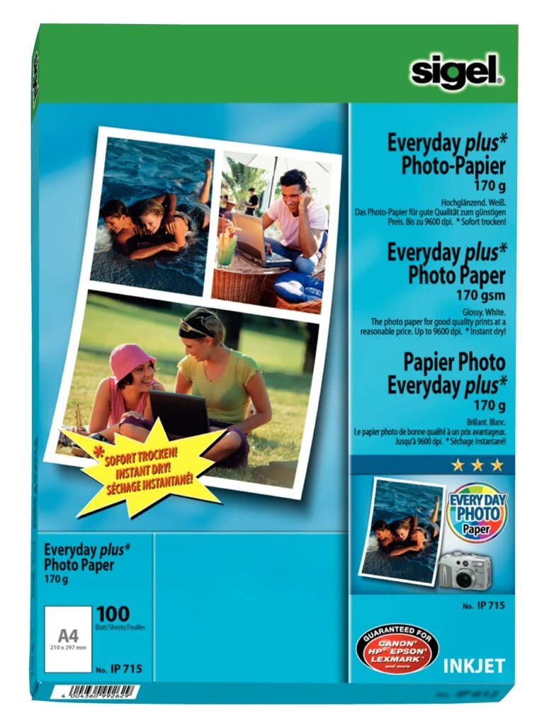 sigel InkJet-Everyday-Foto-Papier, DIN A4, hochglänzend, weiß (EAN: 4004360998867)