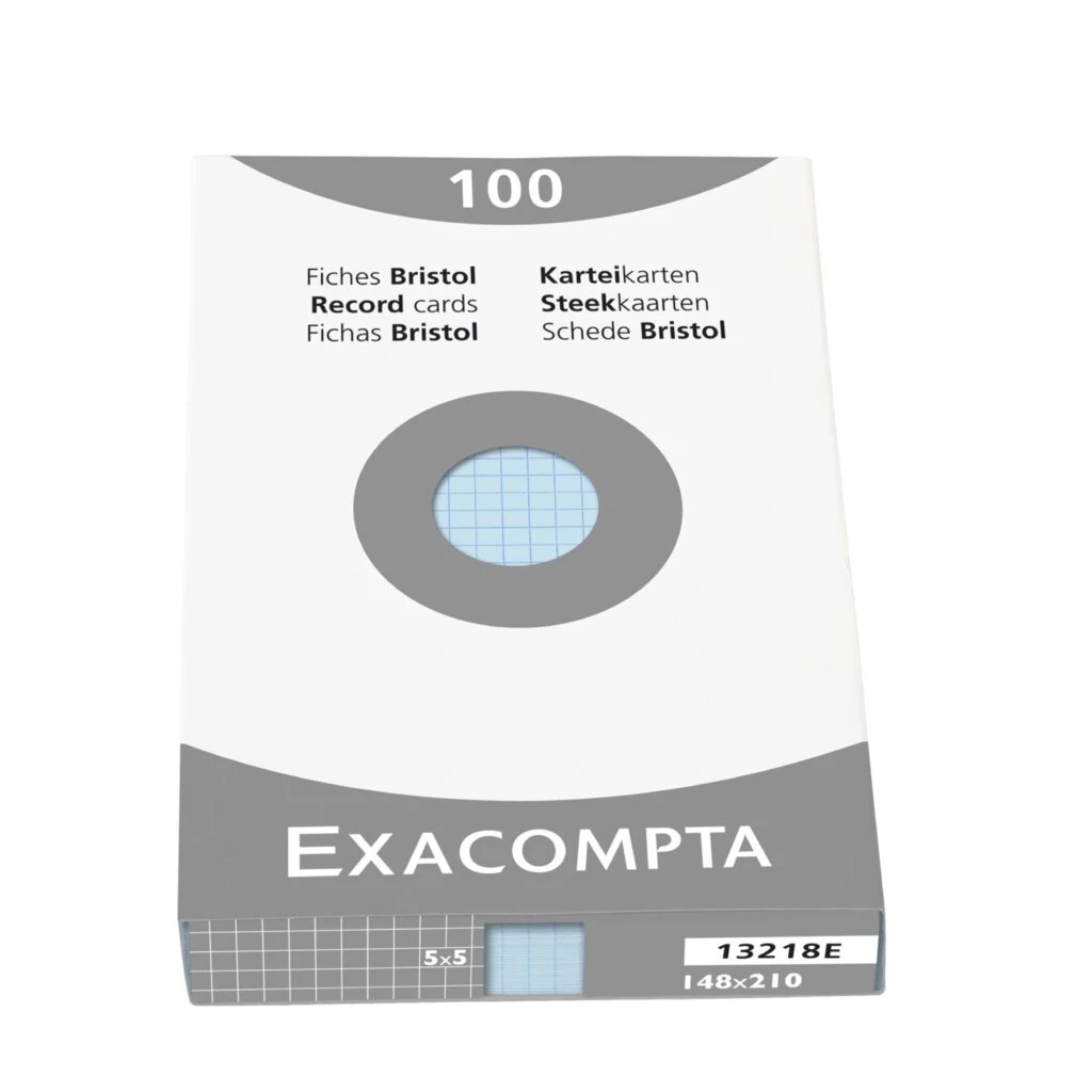 EXACOMPTA Karteikarten, DIN A5, kariert, azurblau (EAN: 3130630132189)
