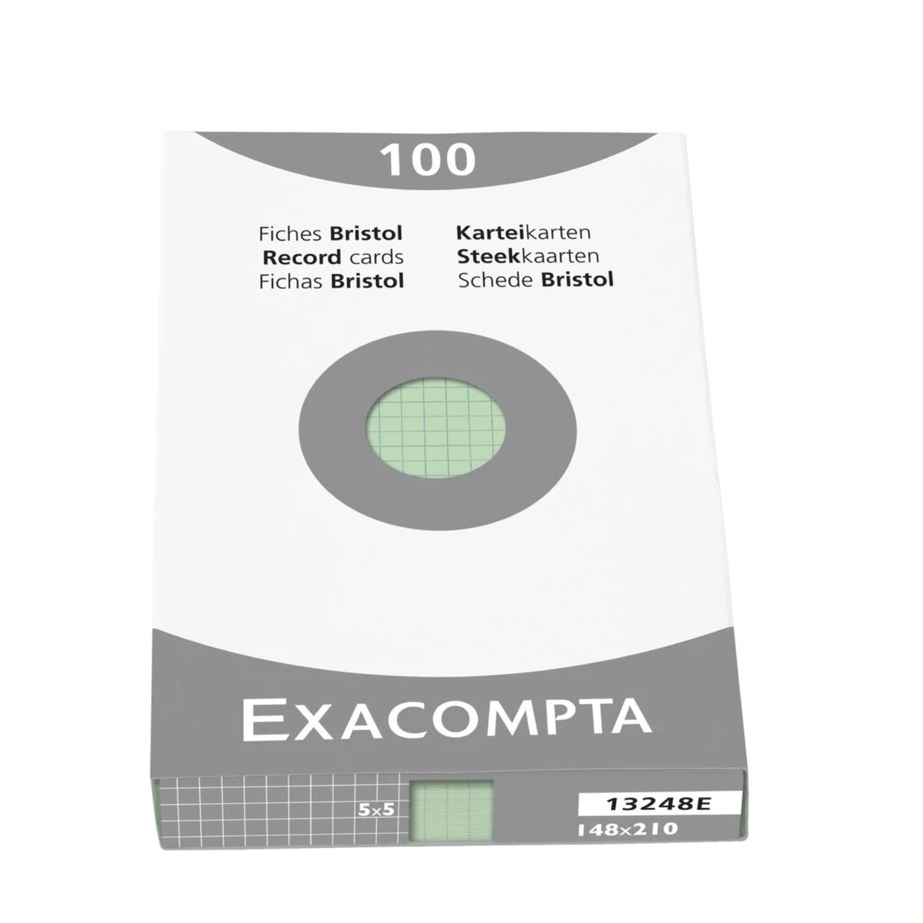 EXACOMPTA Karteikarten, DIN A5, kariert, grün (EAN: 3130630132486)