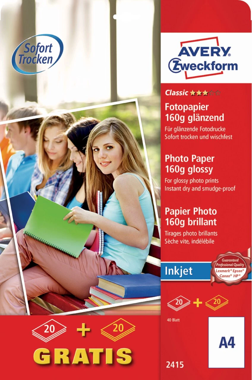 AVERY Zweckform Inkjet Fotopapier EVERYDAY, 160 g/qm, DIN A4 (EAN: 4004182024157)