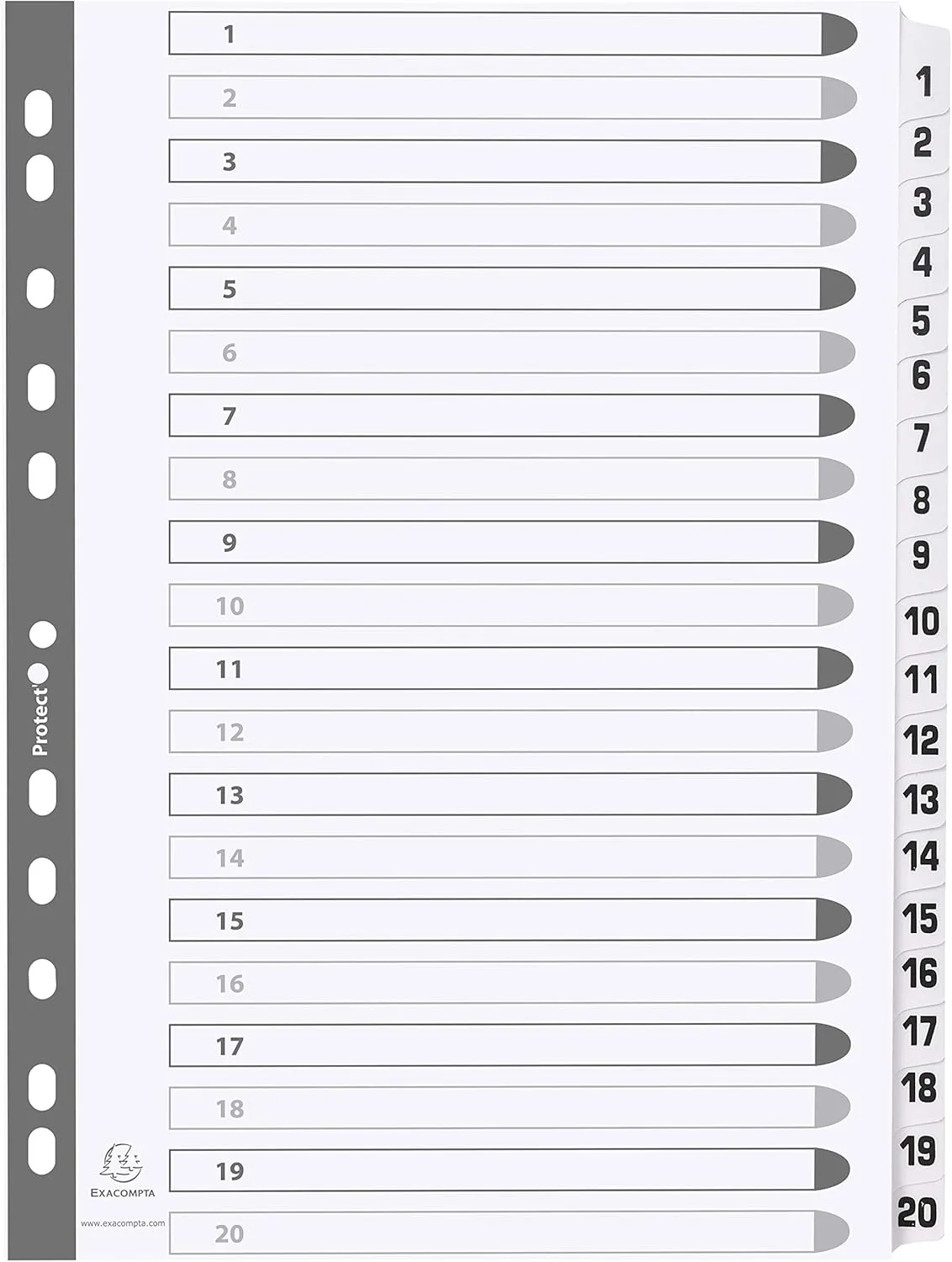 EXACOMPTA Karton-Register 1-20, DIN A4, weiß, 20-teilig (EAN: 5016196003867)