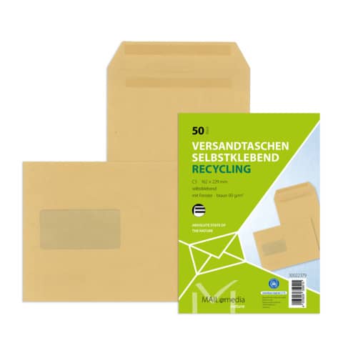 MAILmedia Versandtasche Natron braun, C5, mit Fenster (EAN: 4003928359515)