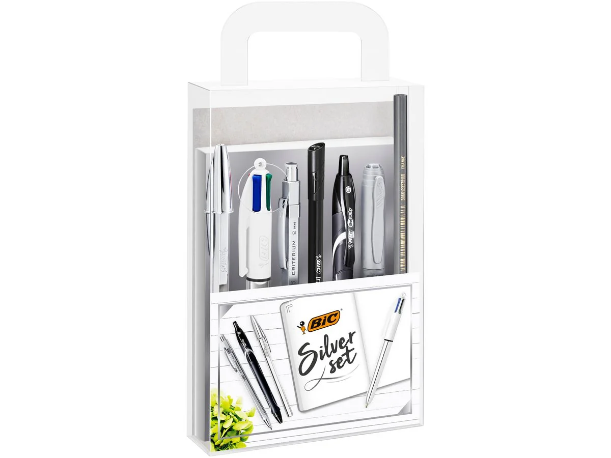 BIC Schreibset "SILVER" mit Notizbuch, 8-teilig (EAN: 3086123519305)