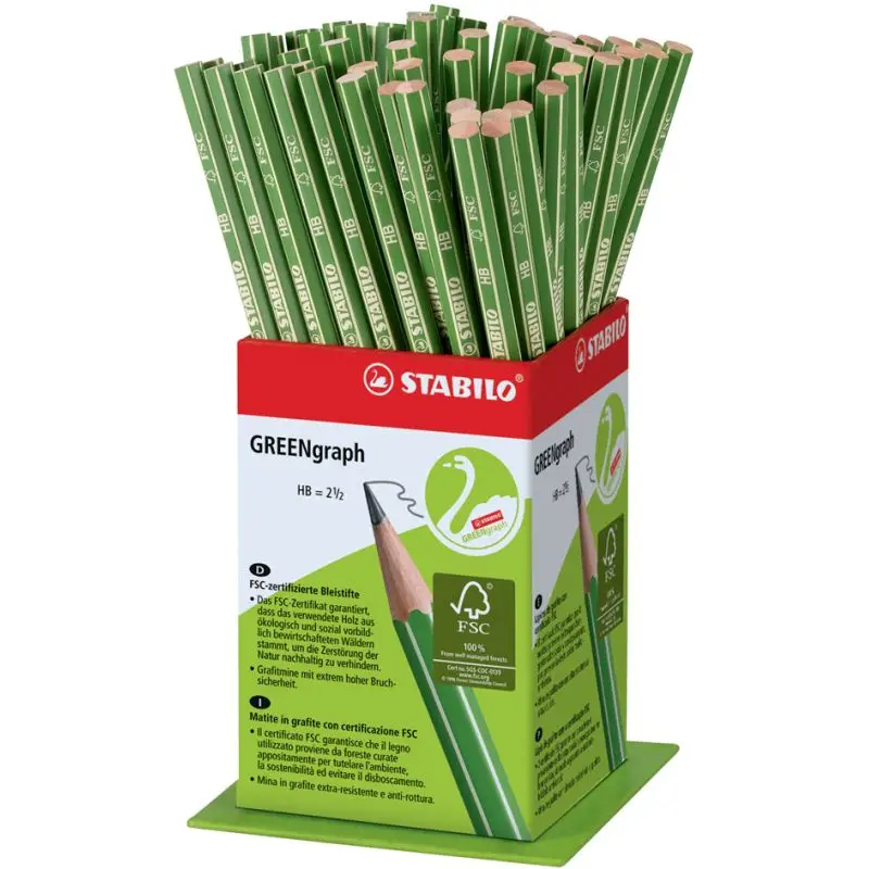 STABILO Bleistift GREENgraph, Härtegrad: HB, 60er Display (EAN: 4006381391634)